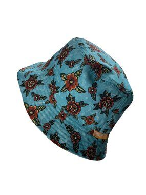 Dixon Reversible Bucket Hat With Floral & Embroidered Design In Teal & Yellow Co
